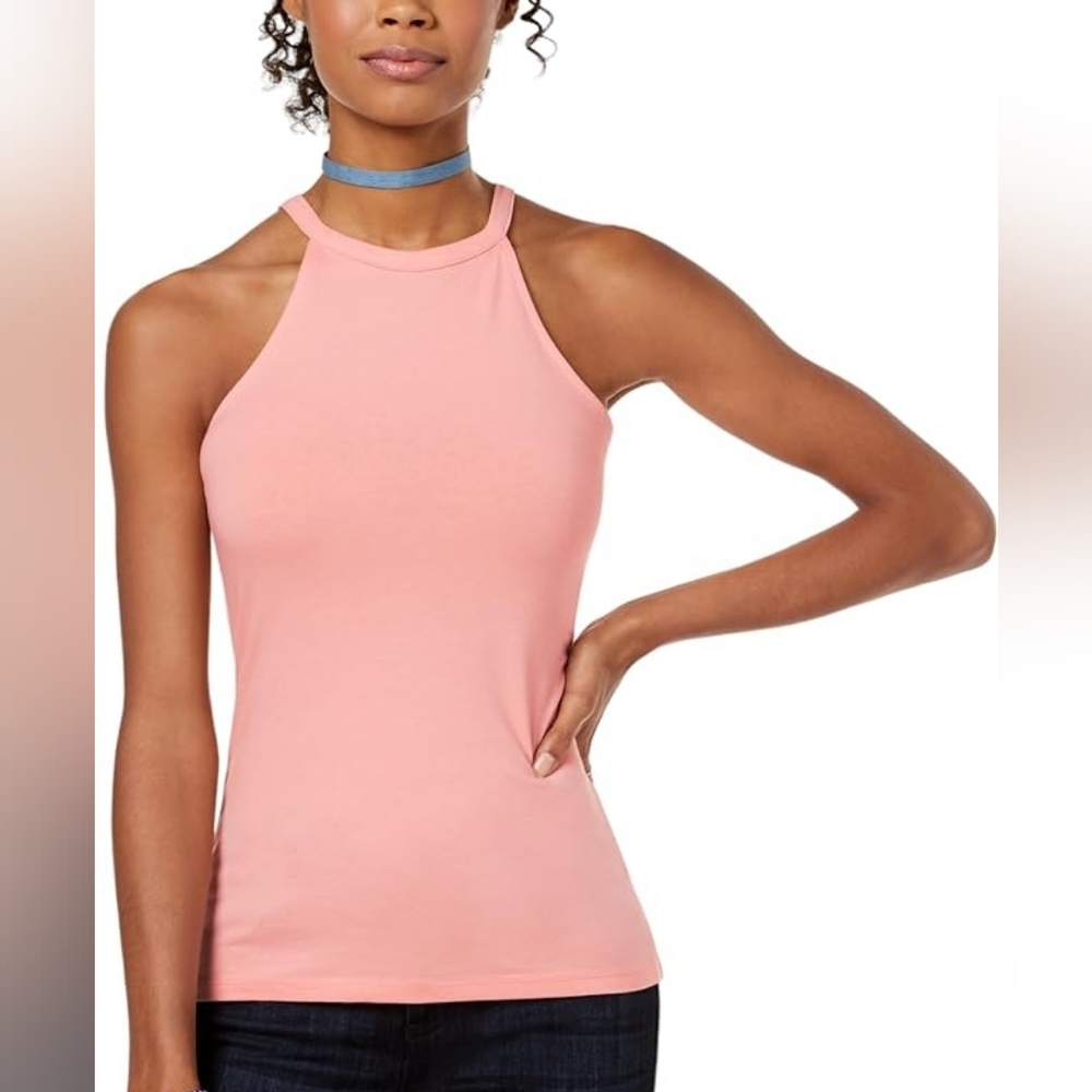 Ardene M High Neck Muscle Tank Top Cotton Medium Coral Fitted